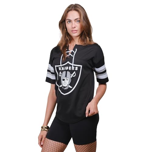 Ultra Game Women's Standard NFL Lace Up Tee Shirt Penalty Box, Team Color Updated
