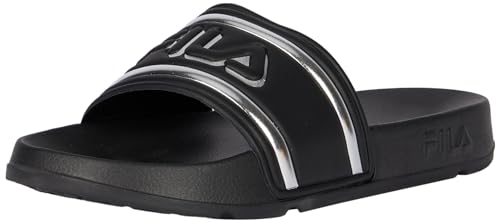 (-20%) FILA Damen Morro Bay Logo Slipper Wmn Slide Sandal, Black Silver, 40 EU