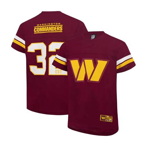 Ultra Game NFL Official Youth Super Soft Game Day Mesh Jersey Shirt, Washington Commanders, Team Color, 8