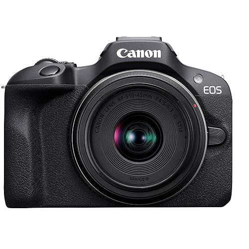 Canon EOS R100 Mirrorless Camera RF-S18-45mm F4.5-6.3 is STM Lens Kit, 24.1 Megapixel CMOS (APS-C) Sensor, 4K Video, RF Mount, Black