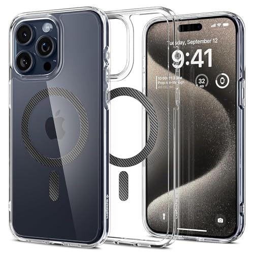 Spigen for iPhone 15 Pro Max Case, Ultra Hybrid MagFit [Anti-Yellowing] [Compatible with Magsafe] - Carbon Fiber