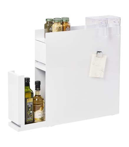 Yamazaki 4334 TOWER 2-Tiered Sliding Seasoning Rack, white, Steel/Polypropylene, Minimalist, 12.5 x 50～93 x 52.5 cm