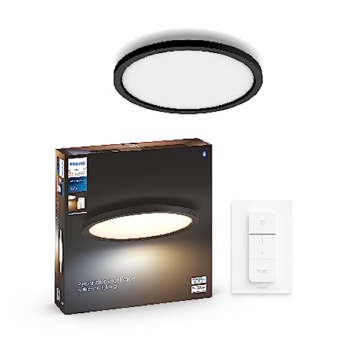 ⚡ BLITZDEAL (-44%) Philips Hue White Ambience Aurelle Panelleuchte, schwarz inkl. Dimmschalter, rund, alle Weißschattierungen, steuerbar via App, kompatibel mit Amazon Alexa (Echo, Echo Dot)