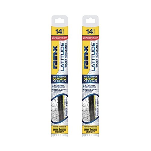 Rain-X 810202 Latitude 2-In-1 Water Repellent Wiper Blades, 14 Inch Windshield Wipers , Automotive Replacement Windshield Wiper Blades With Patented Rain-X Water Repellency Formula