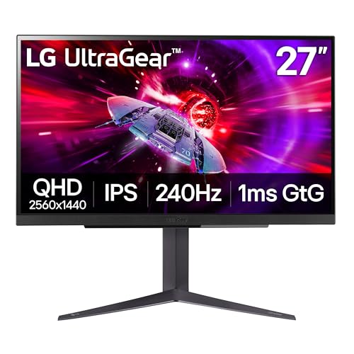 LG 27GR83Q-B 27-inch UltraGear QHD (2560x1440) IPS Gaming Monitor, 240Hz, 1ms, DisplayHDR 400, G-Sync AMD FreeSync Premium, HDMI 2.1 DisplayPort, 4-Pole HP Out DTS GP:X, Tilt/Height/Pivot Stand, Black
