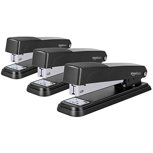 Amazon Basics Full-Strip Desktop Stapler, 20 Sheet Capacity, Non-Slip, Black, 12-Pack