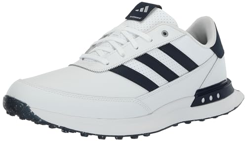 adidas Men's S2G Spikeless Leather 24 Golf Shoes, Footwear White/Collegiate Navy/Silver Metallic, 13