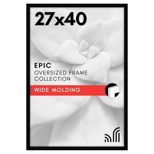Americanflat 27x40 Movie Poster Frame with Polished Plexiglass - Black Picture Frame - Wide Photo Frames Made of Engineered Wood for Vertical or Horizontal Wall Display - Epic Collection - Black