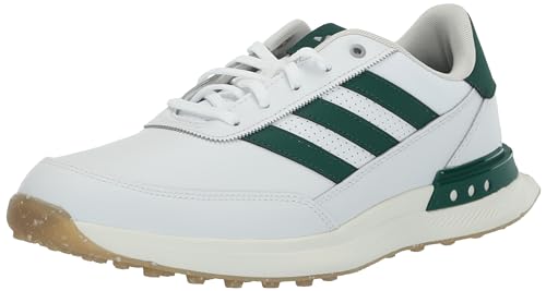 adidas Men's S2G Spikeless Leather 24 Golf Shoes, Footwear White/Collegiate Green/Gum 4, 11