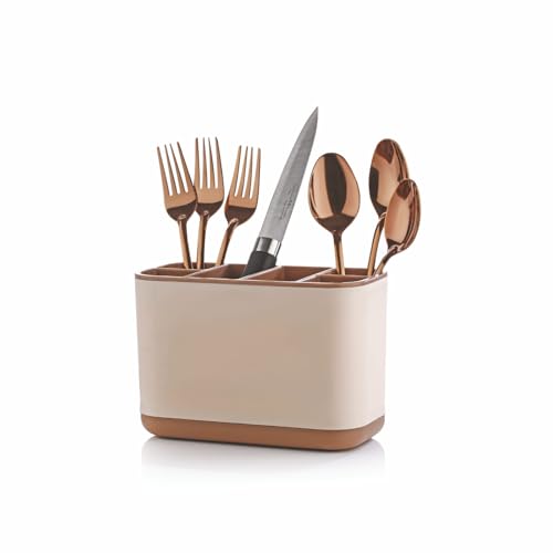 Plastic Compact Cutlery Organizer Rack | Kitchen Knife Fork Spoon Tray Storage Holder | Cutlery Drawer Organiser Kitchen Utensil Holder (Multicolor) (