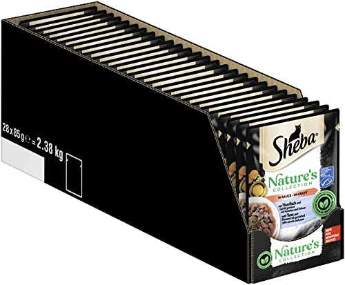 🔥 STARKER PREIS (-47%) SHEBA Nature's Collection in Sauce - Hochwertiges Katzennassfutter mit Thunfisch (MSC) im Portionsbeutel - 28 x 85g