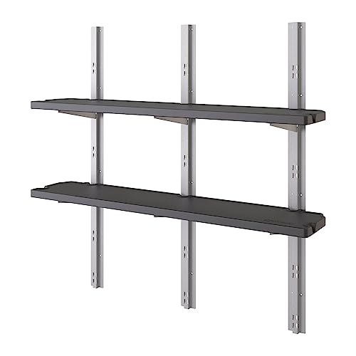 Suncast Vertical Shed 2 Shelf Kit, Space Saving Shelving for Wall Mount Outdoor Storage Structures, 50" W x 11.25" D x 46.75" H, Black
