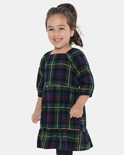 The Children's Place,and Toddler Short Sleeve Fashion Dress,3T Green Plaid