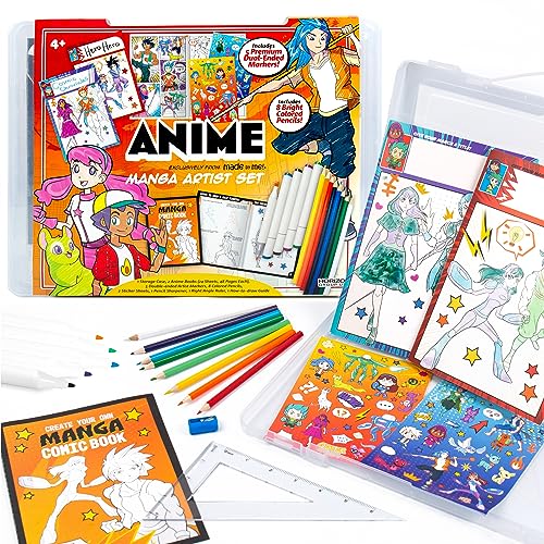 Made By Me Manga Artist Set - How to Draw Anime & Create 2 Comic Books - Great Gifts for Anime Enthusiasts - Awesome Art Kit for Kids