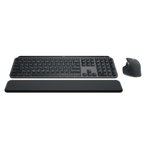 Logitech MX Keys S Combo - Performance Wireless Keyboard and Mouse with Palm Rest, Customisable Illumination, Fast Scrolling, Bluetooth, USB C, for