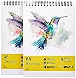 Solimo Sketchbooks SpiralBound Mini Size ProfessionalGrade Sheets Compatible with a Range of Art Material A5 Set of 2 Paper Acrylic