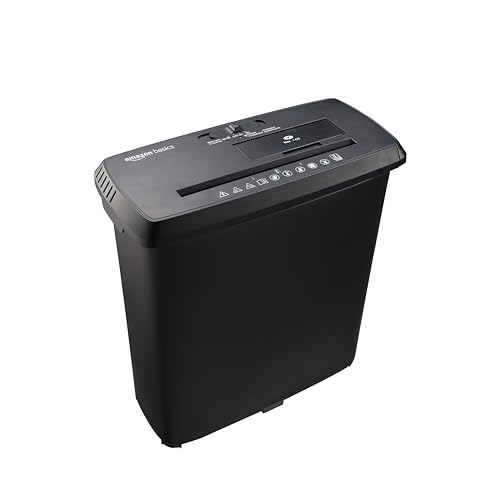 Amazon Basics Paper Shredder for Home and Office, 8-Sheet Strip Cut, CD/ Credit Card Shredder, 3.4 Gallon Wastebasket , 