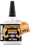 Superpegamento Gel Extra Fuerte – KRAFTPROTZ 50 g XXL con Punta Anti-Secado – Transparente, sin Goteo, Resistente al Agua y Calor – para plástico, Madera, Metal, Vidrio, Cuero y Bricolaje