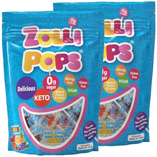 Zollipops Gabby's Dollhouse Clean Teeth Pops Sugar Free Candy with Xylitol, Dye-Free Lollipops - Keto & Diabetic-Friendly, Dentist-Approved Treats for Kids (Natural Fruit Flavors, 5.2 oz, Pack of 2)