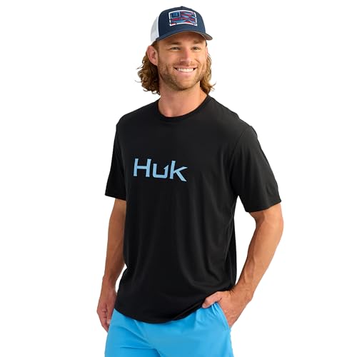 HUK Mens Performance Fishing Logo Tee, Short Sleeve, Quick-Dry, Logo 2.0 - Black, XXX-Large
