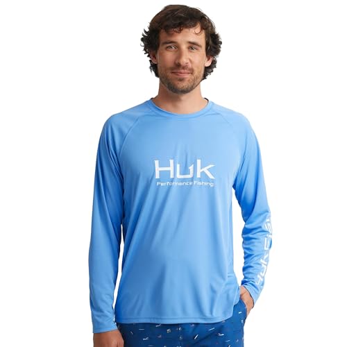 HUK Men's Standard Pursuit Vented Long Sleeve, 30 UPF Fishing Shirt, Marolina Blue