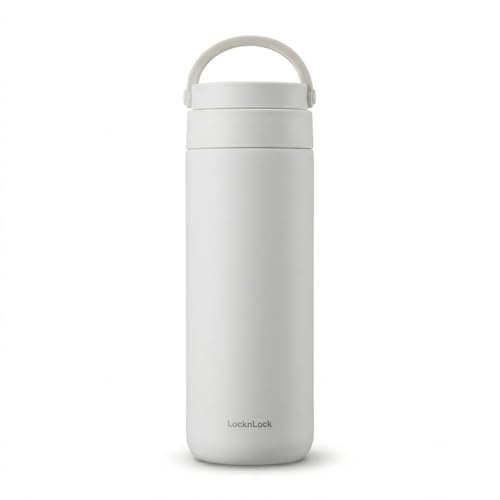 (-40%) LocknLock Metro Zwei-Wege-Becher Weiß 475ml, BPA-freier doppelwandiger Edelstahl-Vakuumisolierter Becher mit auslaufsicherem Deckel und Henkel, Thermo-Reise-Wasserflasche