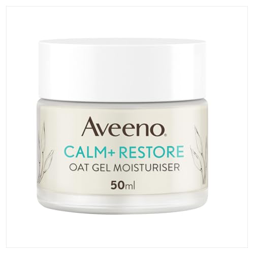 Aveeno Face Calm+Restore Oat Gel Moisturiser (1x 50ml), Face Moisturiser to Instantly Soothe and Replenish the Skin's Moisture Barrier, Intensely Nourishing Day Cream, Suitable for Sensitive Skin