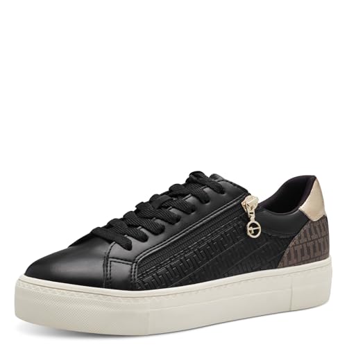 🔥 STARKER PREIS (-50%) Tamaris Damen Low-Top Sneaker, Frauen Sneaker,Wechselfußbett,Comfort Lining,Touch-it,beige,Lack,rosa,atmungs-aktiv,bequem,Black/Gold,41 EU