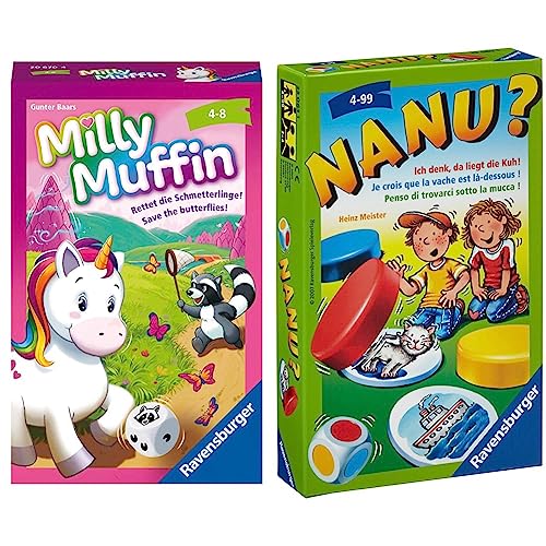 (-27%) Ravensburger, Milly Muffin, 20670, kooperatives Einhorn Kinderspiel ab 4 Jahren & 23063 - Nanu? Mitbringspiel für 2-4 Spieler, Merkspiel ab 4 Jahren, kompaktes Format, Reisespiel, Würfelspiel
