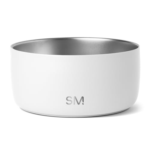 Simple Modern Stainless Steel Pet Water Bowl for Dogs & Cats | Reusable Insulated Stainless Steel Food Bowls for Dog Cat | No Tip No Slip BPA Free | Bentley Collection | Medium (32oz) | Winter White
