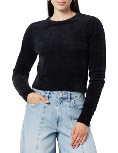 The Drop Women's Juliana Cropped Eyelash Sweater Black, XL