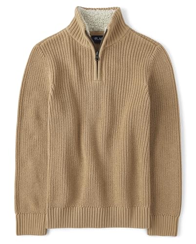 The Children's Place Boys' Long Sleeve Sweater, Cork Quarter Zip, Medium