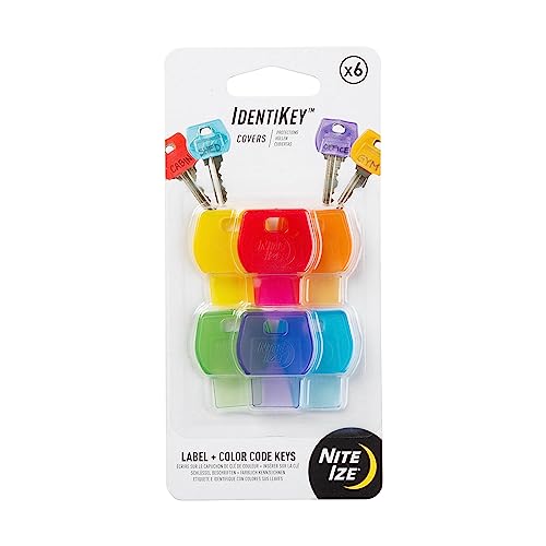 Nite Ize IdentiKey Covers, Color Coded ID Key Labels, Key Identifier Caps, Assorted 6 Pack