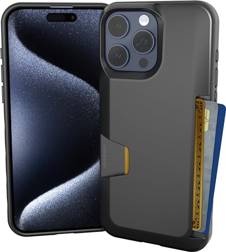 Smartish® iPhone 15 Pro Max Wallet Case - Wallet Slayer Vol. 1 [Slim + Protective] Credit Card Holder - Drop Tested Hidden Card Slot Cover Compatible with Apple iPhone 15 Pro Max - Black Tie Affair