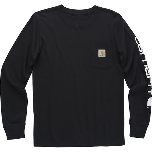 Carhartt Kid's CA6458 Long-Sleeve Pocket T-Shirt - Boys 3 Toddler Caviar Black