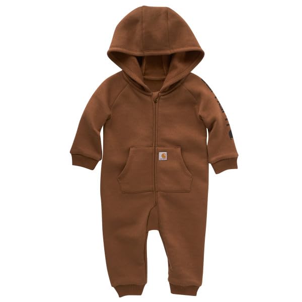 Carhartt Boys Long-Sleeve Zip-Front Hooded Coverall, Carhartt Brown Solid, 12 Months