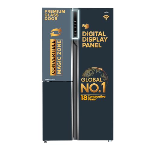 Haier 598L 3Star Vogue 3-Door Side by Side Frost Free Refrigerator|Expert Inverter Technology|Digital Display Panel|Triple Twist Ice Maker|Deo Fresh T