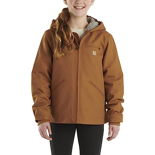 Carhartt Kid's CP9547 Canvas Insulated Hooded Jacket - Girls - Medium (10-12) - Carhartt Brown