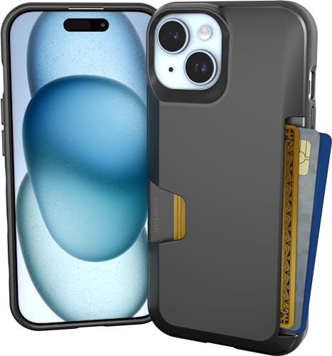 Smartish® iPhone 15 Wallet Case - Wallet Slayer Vol. 1 [Slim + Protective] Credit Card Holder - Drop Tested Hidden Card Slot Cover Compatible with Apple iPhone 15 - Black Tie Affair