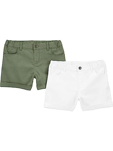 🔥 STARKER PREIS (-66%) Simple Joys by Carter's Mädchen Jeansshorts 2er Pack, Oliv/weiß, 4