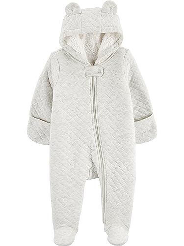 Simple Joys by Carter's Neutral's Fleece Footed Jumpsuit Pram, Grey, 0-3M