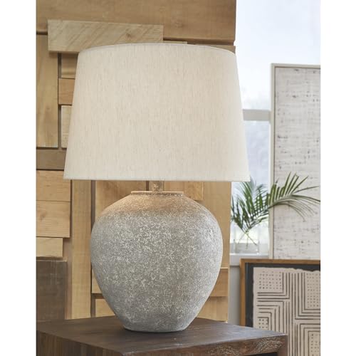 Signature Design by Ashley Dreward Casual 25 Inch Paper Table Lamp, Smoky Brown Finish