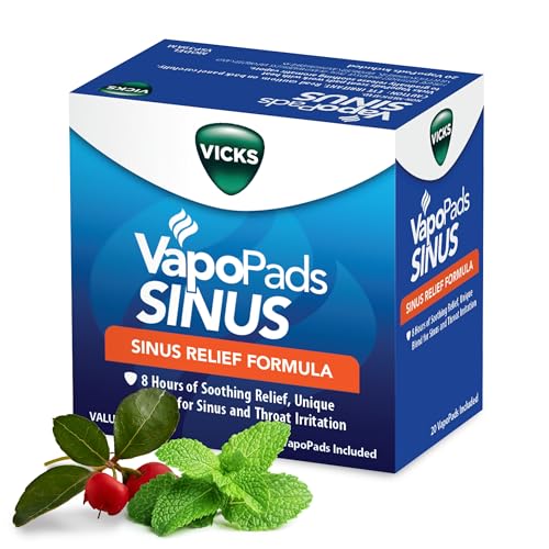 Vicks VapoPads Sinus Relief Formula - Vapor Pads Refill for Vicks Humidifiers and Steam Inhalers, Scent Pads for Sinus Congestion and Throat Irritation, 20-Pack, Box Color May Vary
