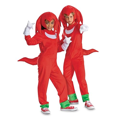 Disguise Sonic Knuckles Deluxe Costume for Kids, Official Sonic Movie 3 Costume with Headpiece and Gloves, Child Size (7-8)