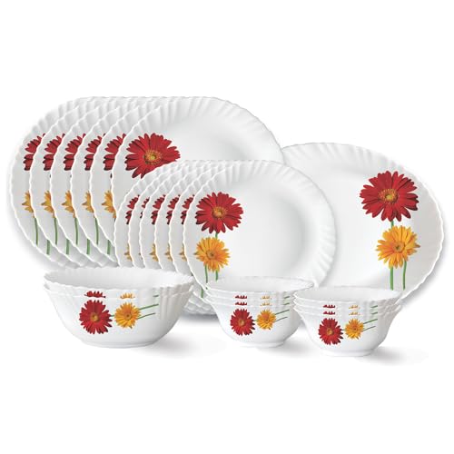 Larah by Borosil Zinnia Fluted Series Opalware Dinner Set | 21 Pieces for Family of 6 | Microwave & Dishwasher Safe | Bone-Ash Free | Crockery Set for Dining & Gifting | Plates & Bowls | White Larah by Borosil Zinnia Fluted Series Opalware Dinner Set | 21 Pieces for Family of 6 | Microwave & Dishwasher Safe | Bone-Ash Free | Crockery Set for Dining & Gifting | Plates & Bowls | White