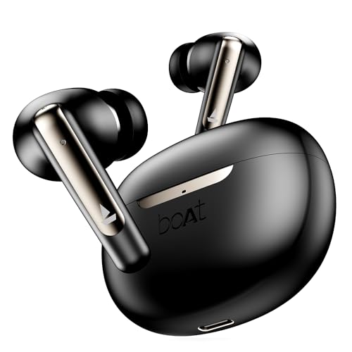 Boat Airdopes 141 ANC(~32dB), 50ms Low Latency, 4Mics ENx,42Hrs Battery, Fast Charge,IPX5, v5.3 Bluetooth TWS in Ear Earbuds Wireless Earphones with m