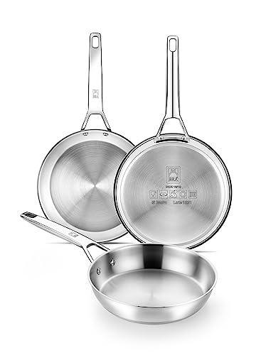 🔥 STARKER PREIS (-43%) BRA Signature | Set mit 3 Bratpfannen 20-24-26 20-24-26 cm, Edelstahl 18/10