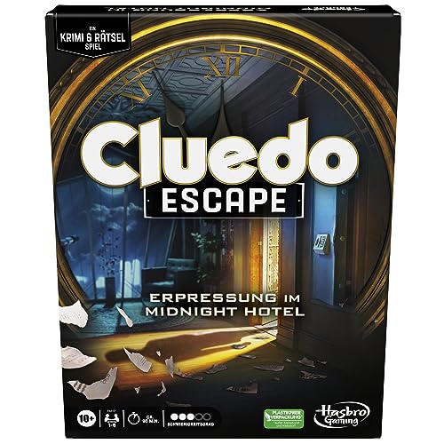 🔥 SELTEN SO GÜNSTIG (-52%) Hasbro Gaming Cluedo Escape Erpressung im Midnight Hotel, einmalig lösbares Escape-Room-Spiel für 1 − 6 Spieler, kooperatives Spiel