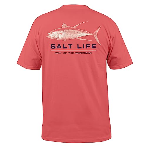 Salt Life Deep Ventures Short Sleeve Tee, Burnt Coral, X-Large