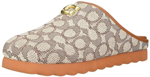 Coach Women's Hadley Signature Jacquard Slipper, Cocoa/Burnished Amber, 5